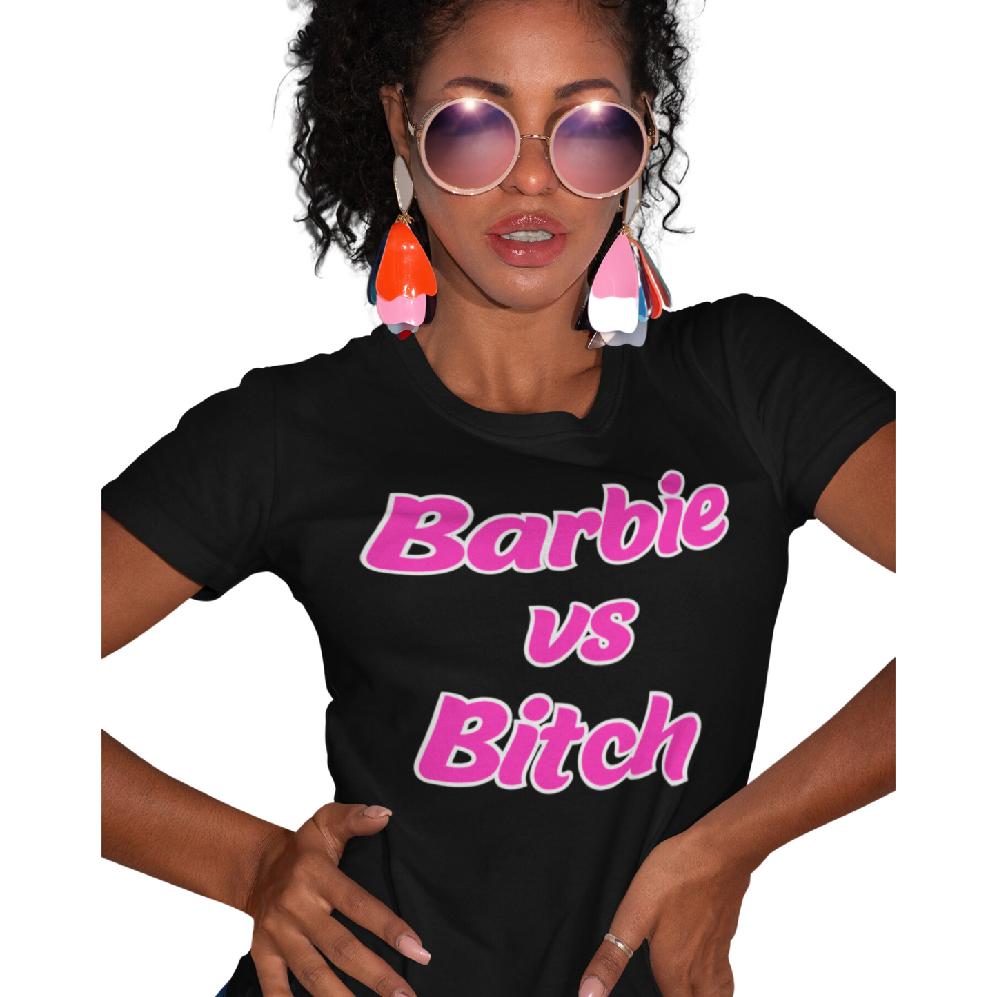 Barbie Vs Bitch Women's Short Sleeve Slim Fit Tee
